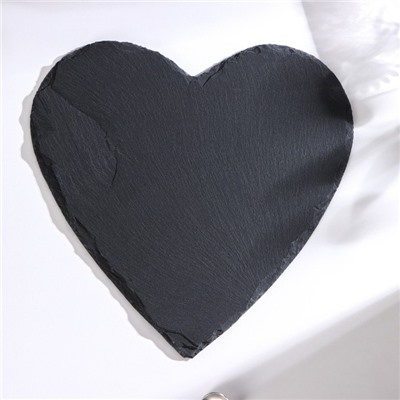 Блюдо для подачи Magistro Valley, из сланца, 30×29 см, в виде сердца, чёрное