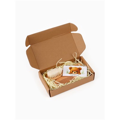 Расческа детская, деревянная с натуральной щетиной, гребень, набор 2 шт., M&B