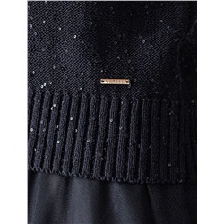 Джемпер с V вырезом и коротким рукавом из хлопковой пряжи с пайетками