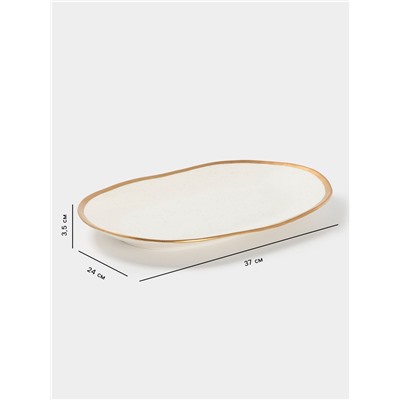 Блюдо сервировочное Magistro Poursephona, 37×24 см, фарфор, бежевое