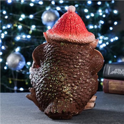 Фигура полистоун «Сова с мешком: На счастья», с блёстками, 22 см