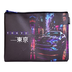 Папка для тетрадей "Label. Tokyo Drift" A5 (27x20,5x1 см) на молнии сверху, искусственная кожа до -40C с антивандальной фактурой, с подкладом