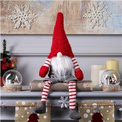 Светодиодная фигура «Гном с бородой» 14×47×9 см, текстиль, батарейки AG10×3 (в комплекте), свечение тёплое белое