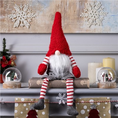 Светодиодная фигура «Гном с бородой» 14×47×9 см, текстиль, батарейки AG10×3 (в комплекте), свечение тёплое белое