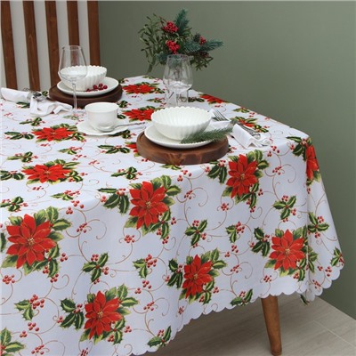 Скатерть новогодняя Доляна «В преддверии Рождества» 145×300 см, 100% п/э