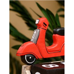 Календарь настольный «Мопед», 14×5.5×14 см, дерево, красный