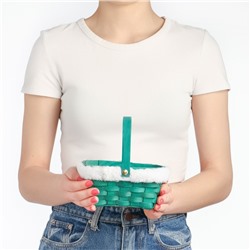 Корзина плетёная для хранения «Новогодняя», 15×12×7.5 см, ручка h=17.5 см, зелёная