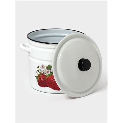 Кастрюля эмалированная, 10 л, d=26.6 см, с крышкой, цилиндрическая, белая