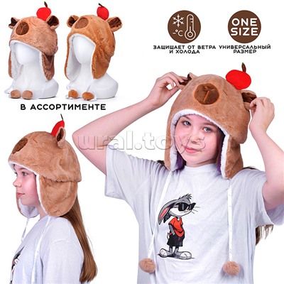 Шапка карнавальная "Капибара" с вишенкой 29*32см.