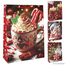 Пакет подарочный 31х42х12см Новый год / 5580ХL /уп 12/300/210 г