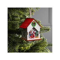 Подвеска световая «Дом Деда Мороза», 7×6×8 см, 1 LED, от батареек AG10×3, свечение тёплое белое