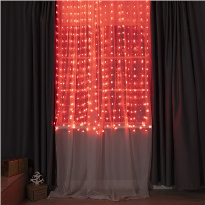 УЦЕНКА Умная гирлянда «Занавес», 2×2 м, IP20, 400 LED, USB, приложение, серебристая нить, свечение RGB
