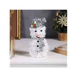 Светодиодная фигура из мишуры «Снеговик в серебристом» 16×9 см, 10 LED, батарейки AG10×3 (в комплекте), свечение тёплое белое