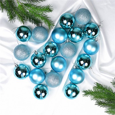 Елочные шары 20 штук 6 см / HX-3/9 /уп 30/ голубые