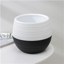 Горшок для цветов с поддоном «Дуэт», 2.5 л, пластиковый, чёрно-белый