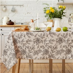 Скатерть «Этель» Black flowers, 149×180 см, 100% хлопок, саржа 190 г/м²