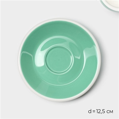 Кофейная пара Magistro Coffee time, 2 предмета: чашка 80 мл, блюдце d=12.5 см, фарфор, бирюзовая
