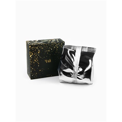 Подарочный новогодний набор «С новым годом, черно-золотой»: чай чёрный/зелёный, кофе натуральный жареный молотый, печенье с предсказанием, драже, арахис в шоколадной глазури