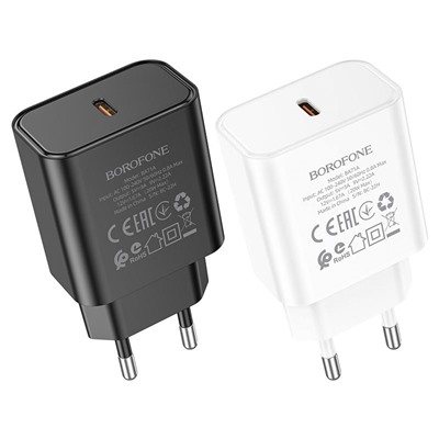 Адаптер Сетевой Borofone BA71A Power PD QC3.0 Type-C 20W (white)