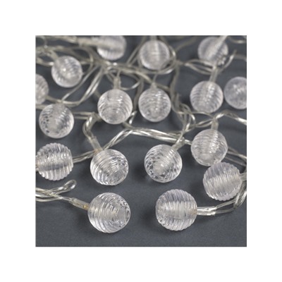 Гирлянда «Нить» 5 м с насадками «Шарики льда», IP20, прозрачная нить, 20 LED, свечение мульти (RG/RB), мигание, 220 В