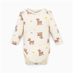 Боди детское «Крошка Я» Mery Xmas, рост 80-86 см, бежевое