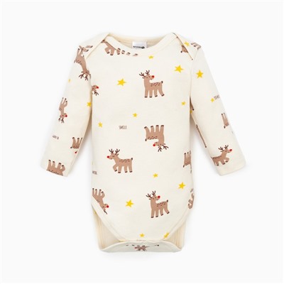 Боди детское «Крошка Я» Mery Xmas, рост 80-86 см, бежевое