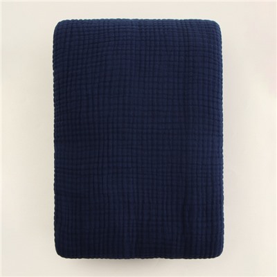 Плед с бахромой SL Home, муслин, 130×170 см, синий