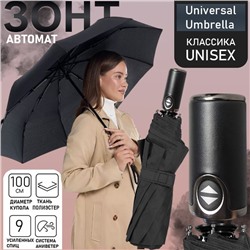 Зонт Universal полный автомат чёрный ,прямая пучка эко кожа