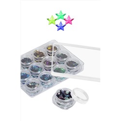 Nail Art Набор пайеток звёздочки, 12 шт/наб. KRISTALLER, 1107646