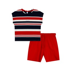 Комплект трикотажный для девочек: фуфайка (футболка), шорты