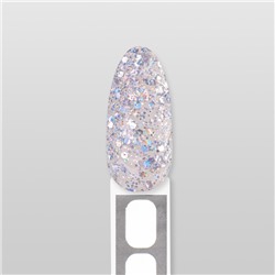 Полигель для наращивания, с блёстками, трехфазный, 30 мл, LED/UV, серебристый
