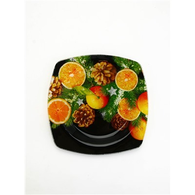 Тарелка новогодняя плоская «Апельсины», 20×20 см