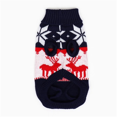 Свитер «Бегущие олени», L (ДС 30, ОШ 30, ОГ 45 см), синий