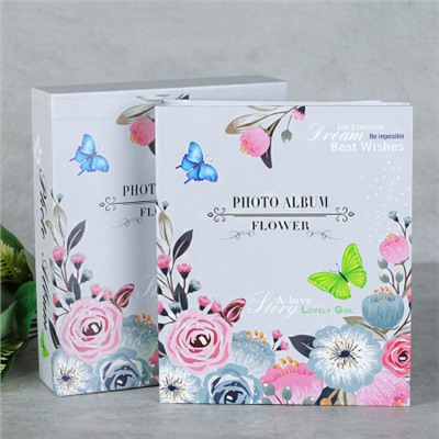 Фотоальбом 80 фото 10x15 Цветы / 9351 /уп 48/ 20 листов (Голубой)