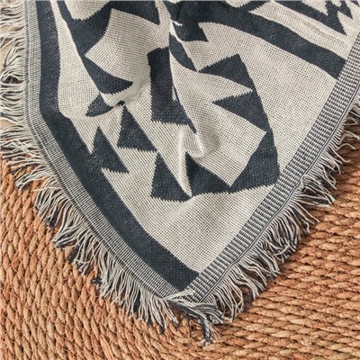 Плед с бахромой «Этель. Этника», 130×180 см, серый