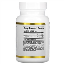 California Gold Nutrition, S-ацетил-L-глутатион, 100 мг, 120 растительных капсул