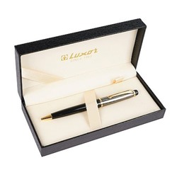 Ручка автоматическая шариковая металлическая поворотная "FUTURA" 0.7мм синяя,черный/золото, футляр 210191 Luxor