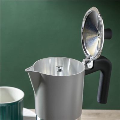 Кофеварка гейзерная Magistro Moka, на 6 чашек, 300 мл, алюминий, серая