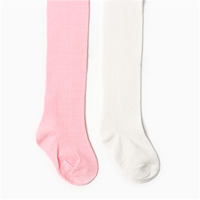 Колготки детские Крошка Я BASIC LINE, набор 2 пары, рост 62-68 см, молочный, розовый