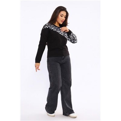 Женский свитшот леопард через плечо 2025-1 (Леопард_черный)