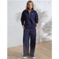 Джемпер с воротом на молнии и лампасами из футера двухнитки с эластаном