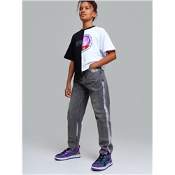 Брюки текстильные джинсовые для девочек