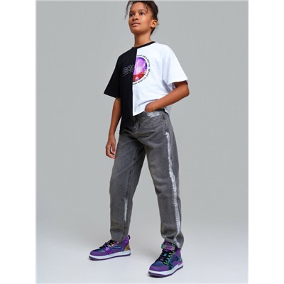 Брюки текстильные джинсовые для девочек