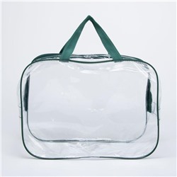 Косметичка на молнии, цвет прозрачный/зелёный