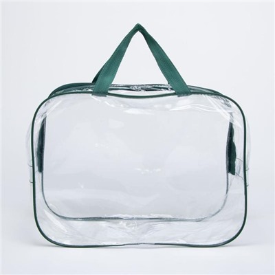 Косметичка на молнии, цвет прозрачный/зелёный