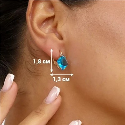 Серьги ювелирная бижутерия Дубайское золото, с покрытием позолотой, вставка: голубой камень, 0440, арт.214.588