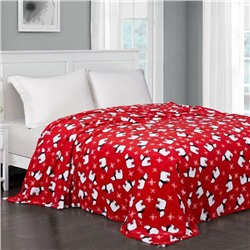 Плед новогодний, 180×200 см, корал-флис, пл. 165 г/м², красный