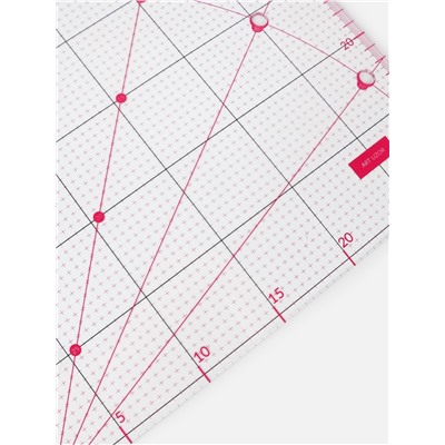Линейка для квилтинга и пэчворка, с отверстиями, 30×30 см, розовая