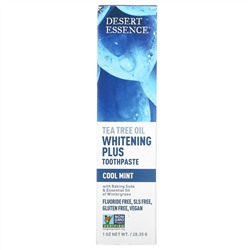 Desert Essence, Tea Tree Oil Whitening Plus Toothpaste, Cool Mint, 1 oz (28.35 g)