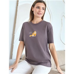 Футболка с принтом свободная из премиального 100% хлопка